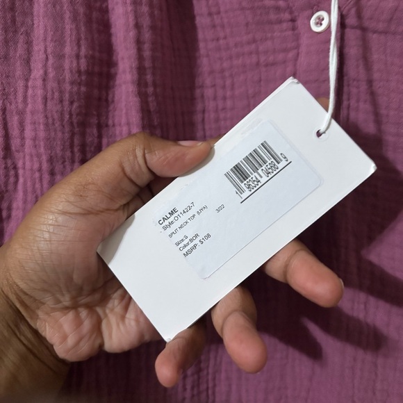 Calme by Johnny Was Split Neck Top (Liya) - NWT - Picture 5 of 7